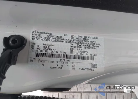 2014 Ford Focus St из США, поврежденный, VIN 1FADP3L99EL398345